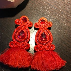 Tassel earrings - red